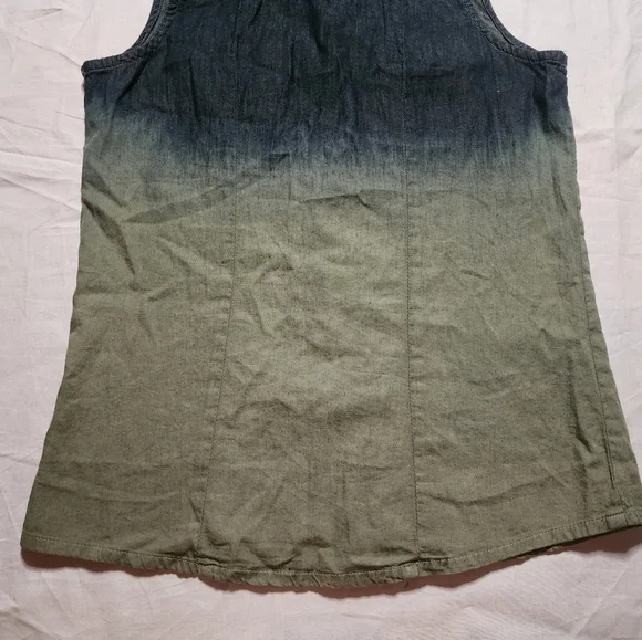 TWENTYTHIRTEEN Tank Top Women's Small Blue Green Denim Shirt Button Down Top - Picture 8 of 10